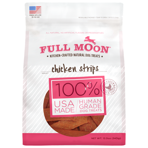 Chicken Strips Dog Treats 100 Human Grade Glycerine Free Made in the USA Full Moon